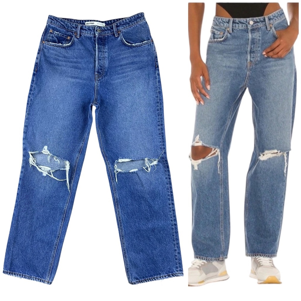 GRLFRND Amanda High Rise Loose Boyfriend Jeans Size 29 Straight Leg Blue Baggy